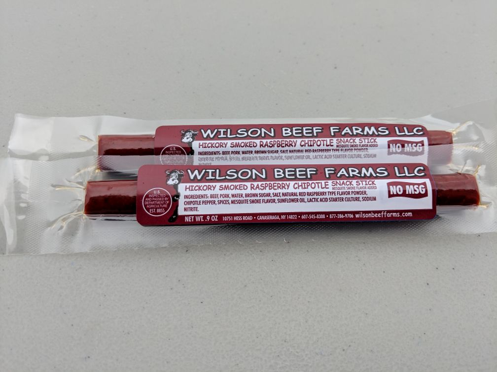 Raspberry Chipotle Snack Stick Wilson Beef Farms